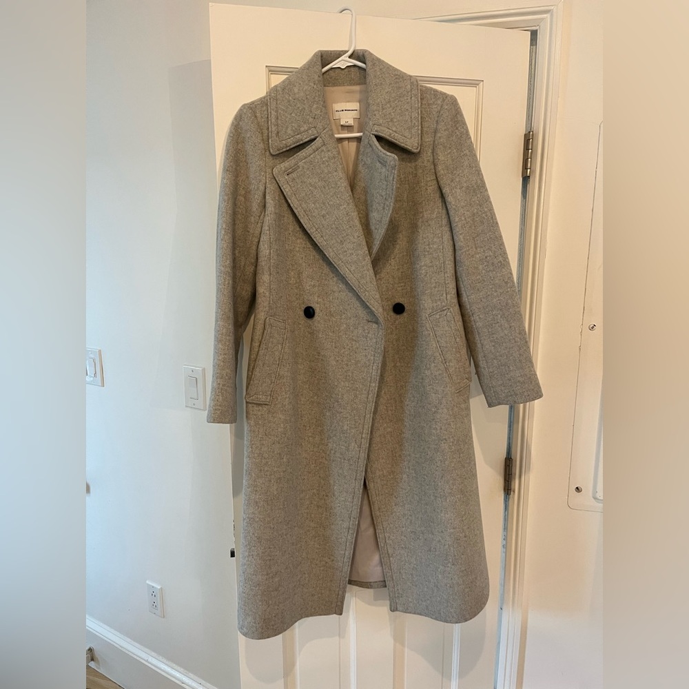 Club Monaco Double-Breasted Gray Trench Coat